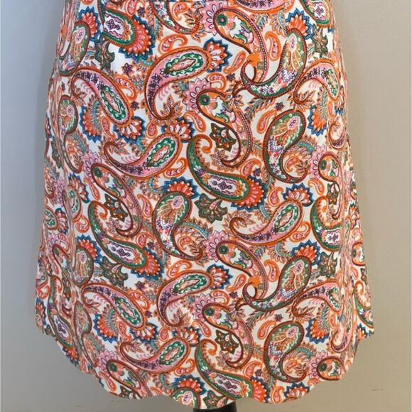 Talbots Orange Paisley Scalloped Hem Pencil Straight Skirt‎ Size 8 Medium - Picture 4 of 9